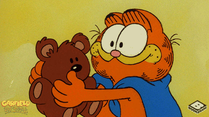 Happy Garfield Hugs Pookie Bear GIF