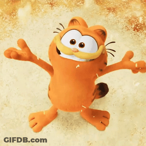 Happy Garfield On Snowy Monday GIF