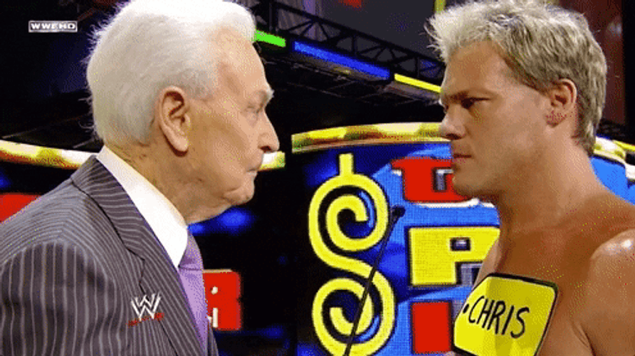 Happy Gilmore Bob Barker And Chris Jericho Face To Face GIF