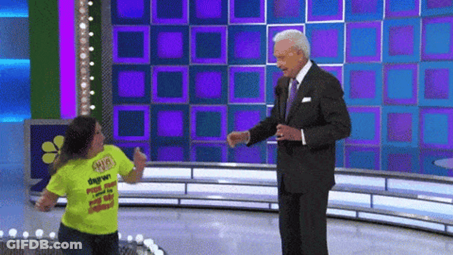 Happy Gilmore Bob Barker Hugged By The Woman In Yellow Shirt GIF