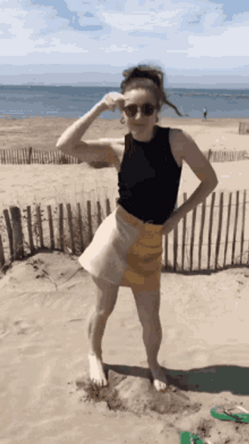 Happy Girl Beach Dancing GIF