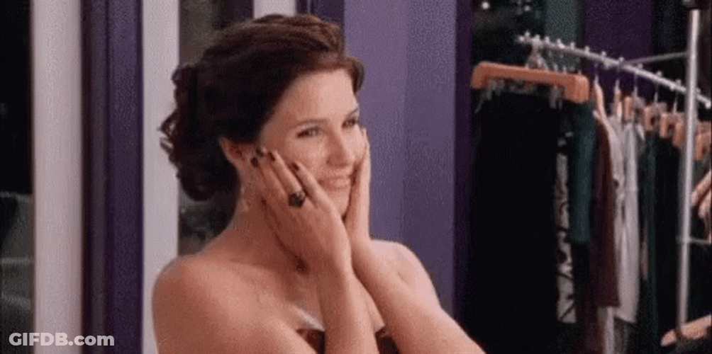 Happy Girl Blushing And Flattered GIF