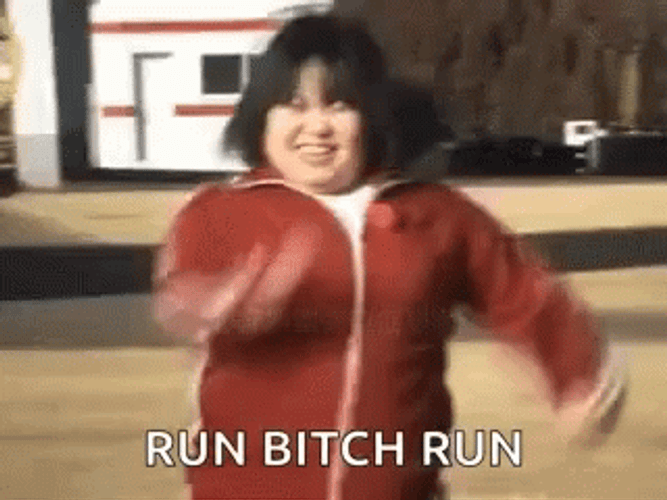 Happy Girl Funny Running Fail GIF