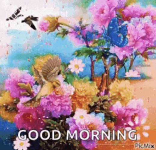 Happy Good Morning Animated Garden GIF
