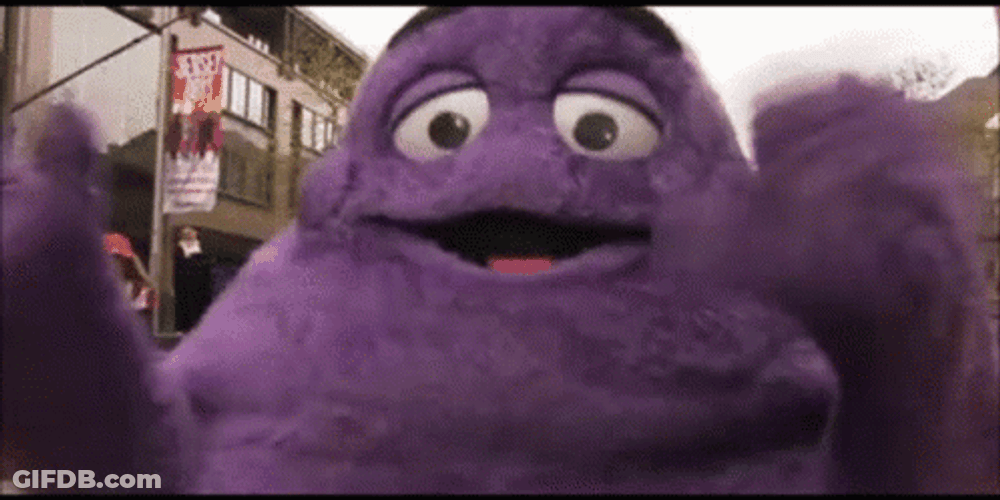 Happy Grimace Waving Hands GIF
