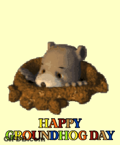 Happy Groundhog Day Card With Cartoon Groundhog GIF