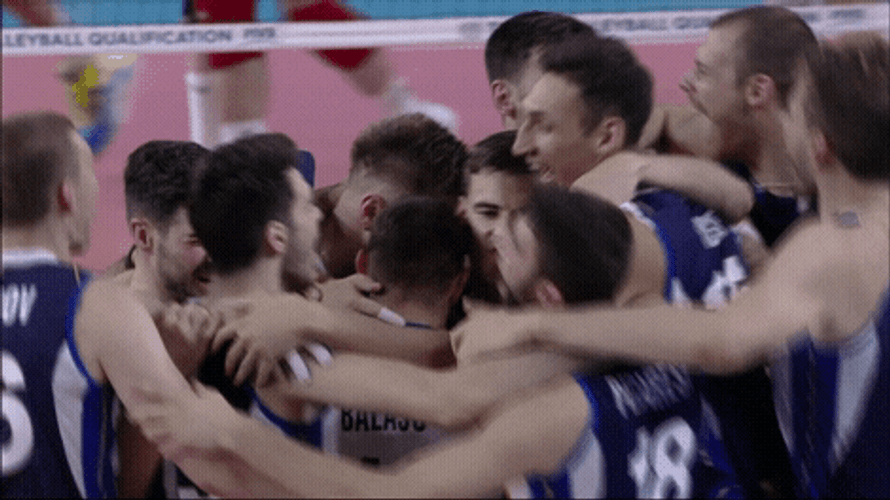 Happy Group Hug  Volleyball World GIF