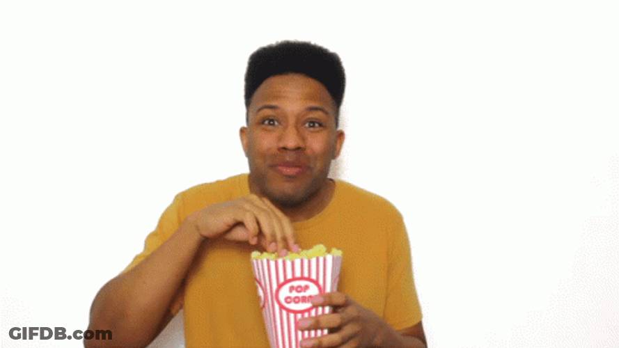 Happy Guy Eating Popcorn Ready GIF