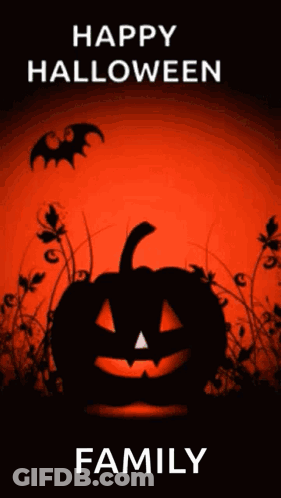 Happy Halloween Family Pumpkin Bats GIF