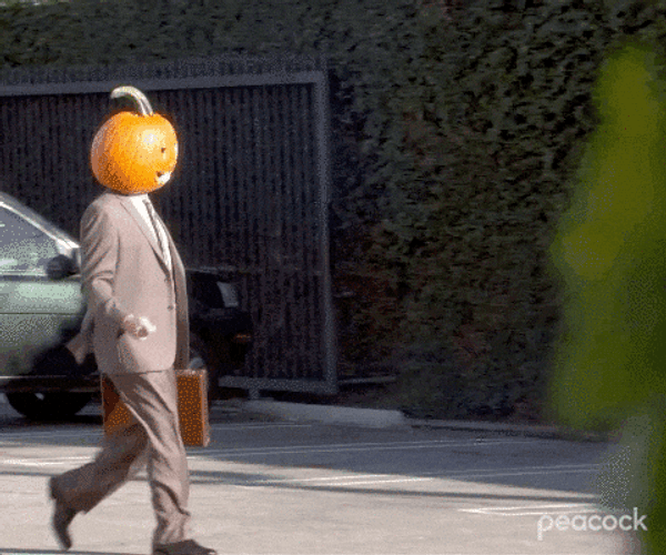 Happy Halloween Funny The Office Dwight Pumpkin Head GIF