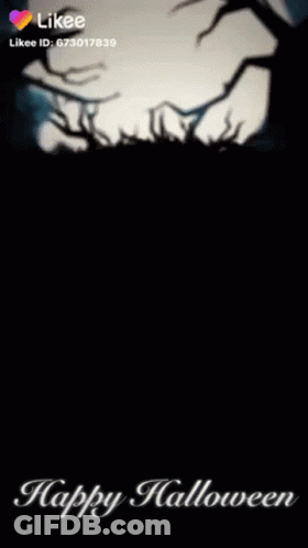 Happy Halloween Greeting With Full Moon And Trees GIF
