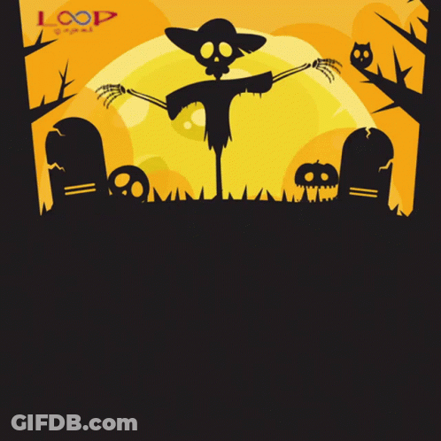Happy Halloween Scarecrow Pumpkins Poster GIF