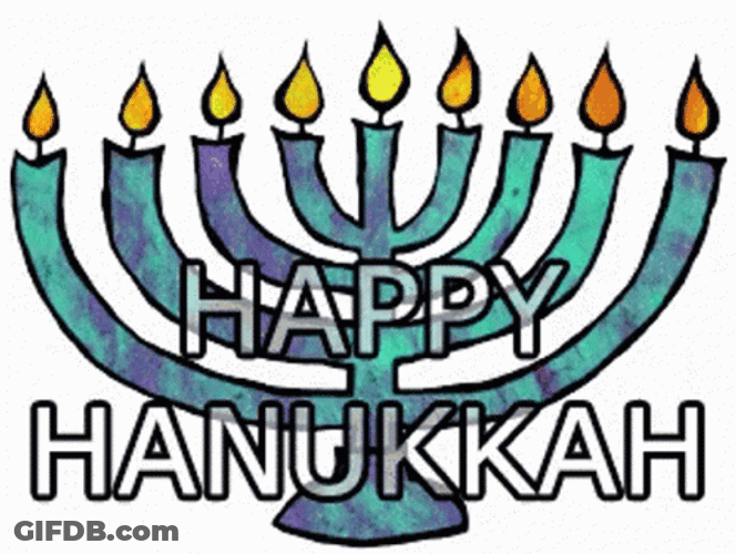 Happy Hanukkah Blue Animated Lights GIF