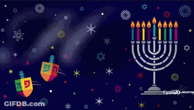 Happy Hanukkah Card With Menorah GIF