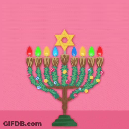 Happy Hanukkah Christmas Lights Menorah GIF