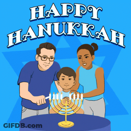 Happy Hanukkah Family Lighting Candles Menorah GIF