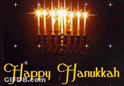 Happy Hanukkah Greeting Card With Candles On Black Background GIF