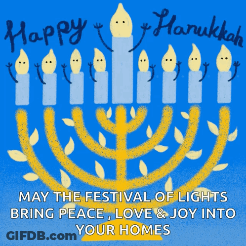Happy Hanukkah Greeting Card With Menorah GIF