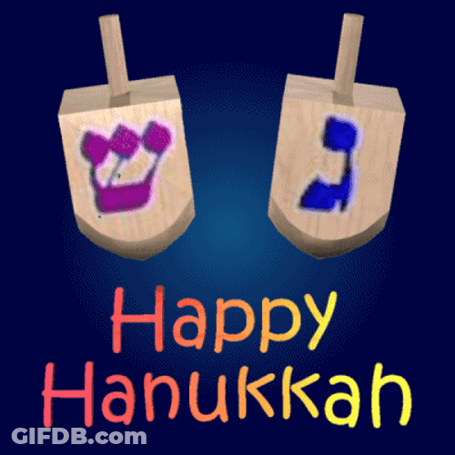Happy Hanukkah Jewish Dreidel Spin GIF