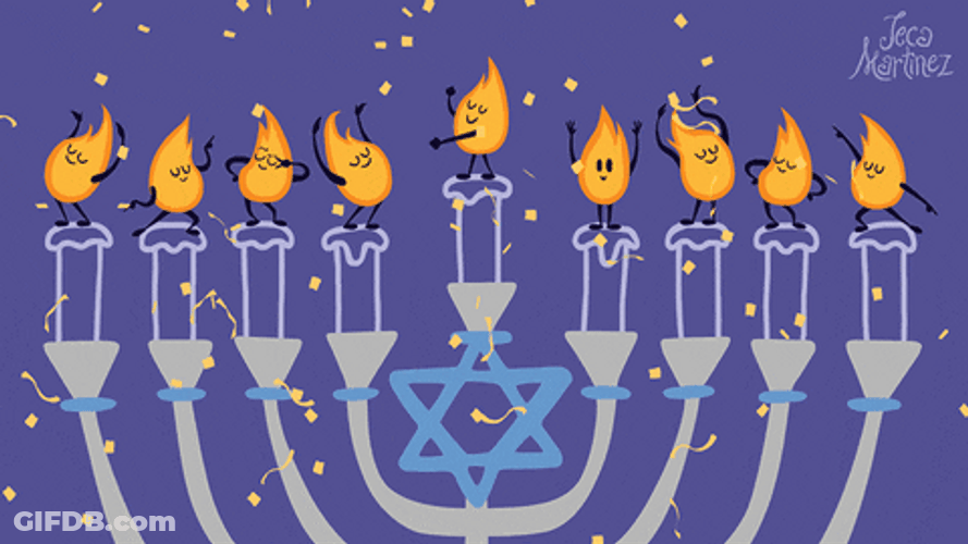 Happy Hanukkah Jewish Holiday Animated Candles GIF