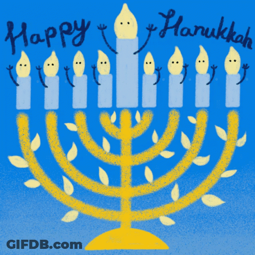 Happy Hanukkah Jewish Holiday Waving Candles GIF