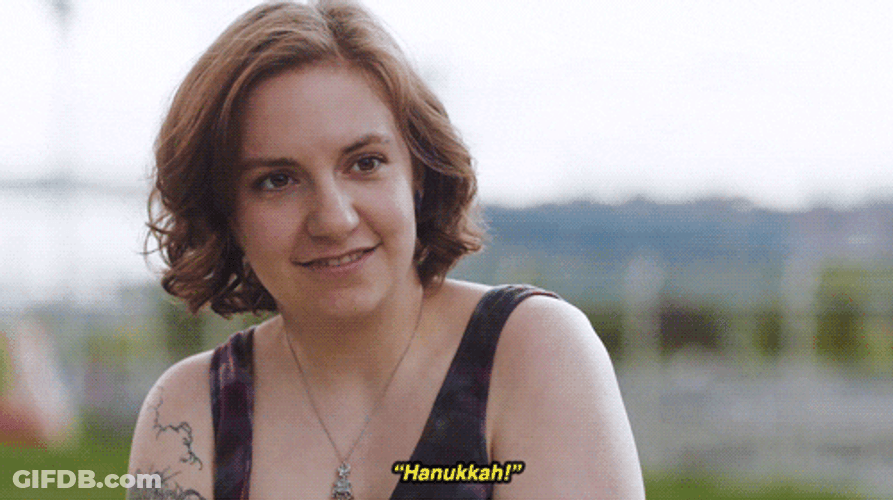 Happy Hanukkah Lena Dunham Dog GIF
