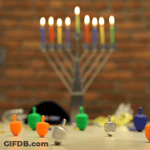 Happy Hanukkah Menorah Dreidel Gelt GIF