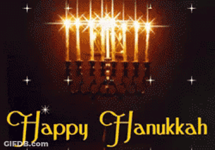 Happy Hanukkah Menorah Sparkling Greeting GIF