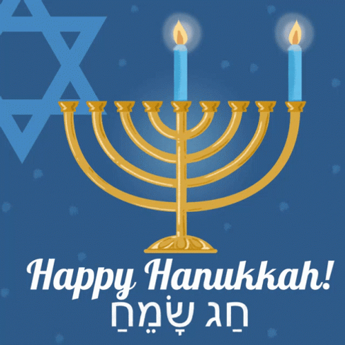 Happy Hanukkah Menorah Two Candles GIF