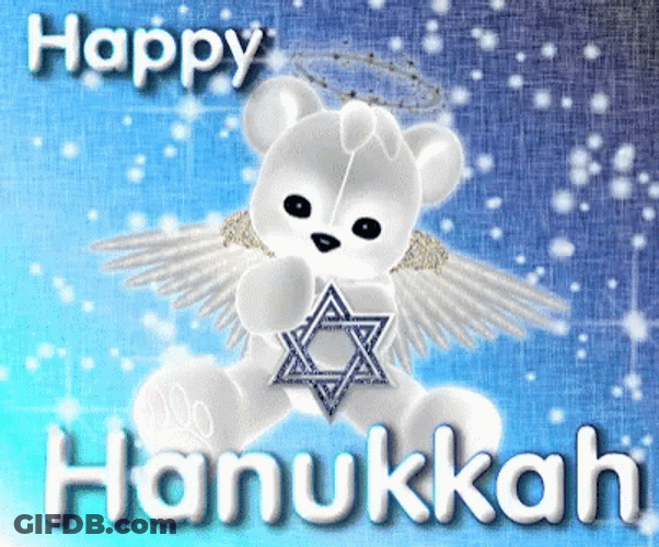 Happy Hanukkah Star Bear Angel Sparkling GIF