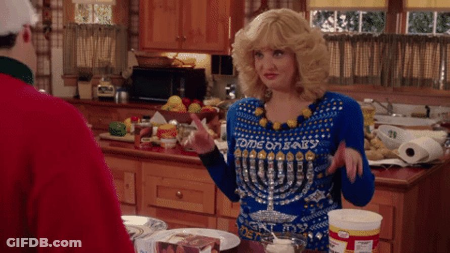 Happy Hanukkah The Goldbergs Menorah Sweater GIF