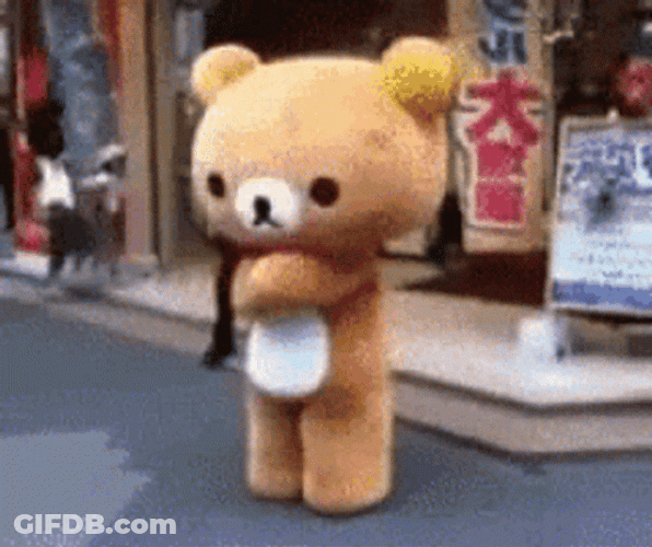 Happy Happy Joy Joy Cute Bear Mascot GIF