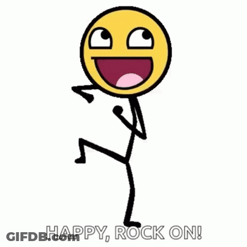 Happy Happy Joy Joy Smiley Stickman Rock On GIF