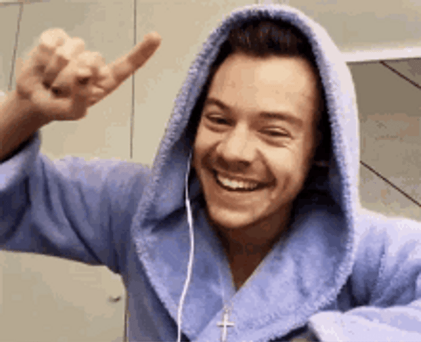 Happy Harry Styles Purple Hoodie GIF