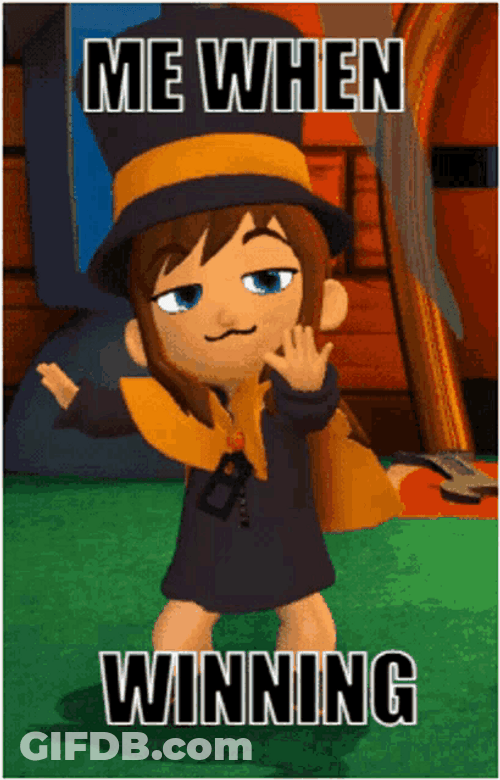 Happy Hat Kid When Winning GIF