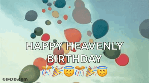 Happy Heavenly Birthday Balloons In Sky GIF
