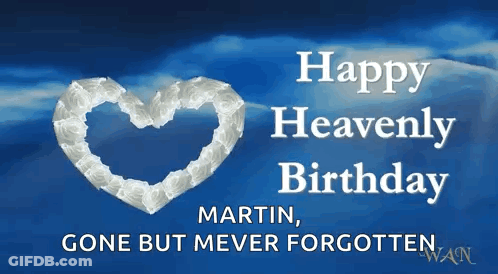 Happy Heavenly Birthday Card With Cloud Heart GIF