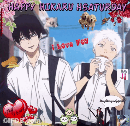 Happy Hikaru Saturday Greeting Card With Anime Characters GIF