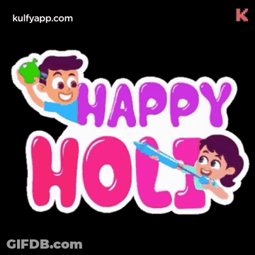 Happy Holi Boy And Girl Playing With Water GIF