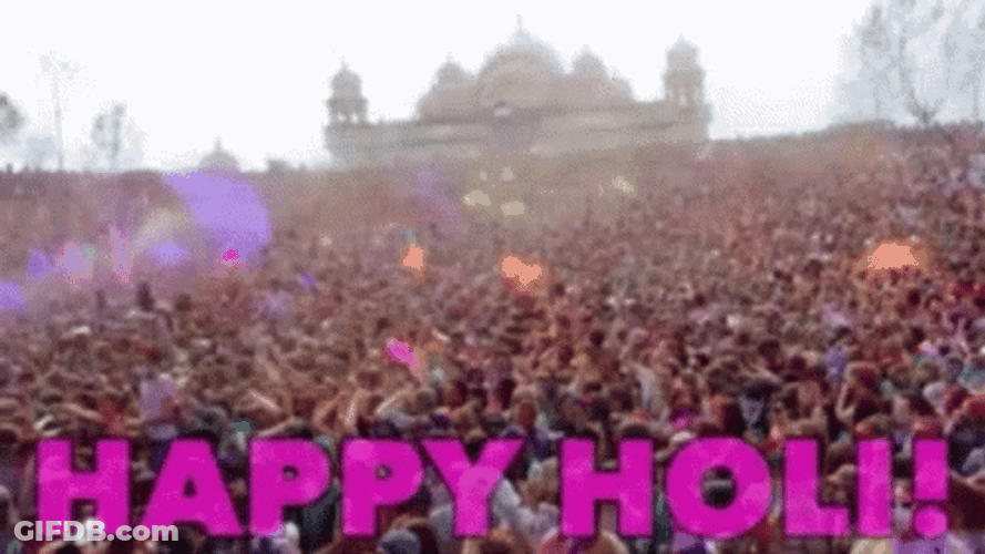 Happy Holi Colorful Crowd Splash GIF