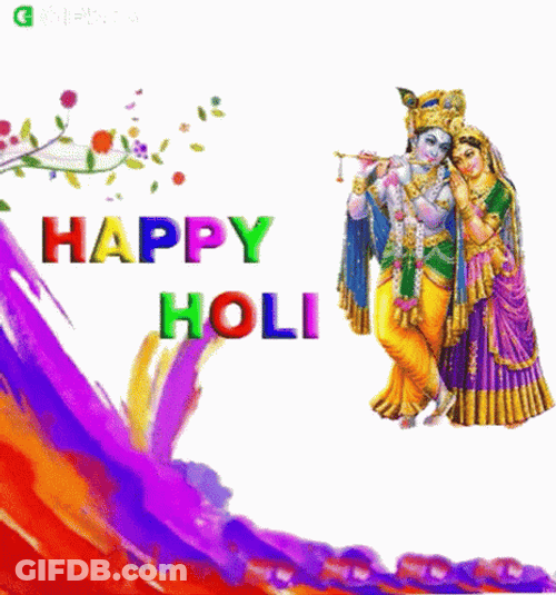 Happy Holi Hindu Gods Embracing GIF