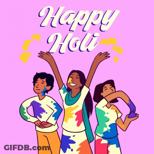 Happy Holi People Throwing Colors GIF