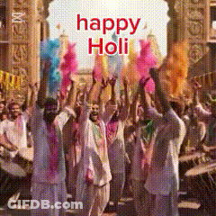 Happy Holi Poster Behind Them GIF