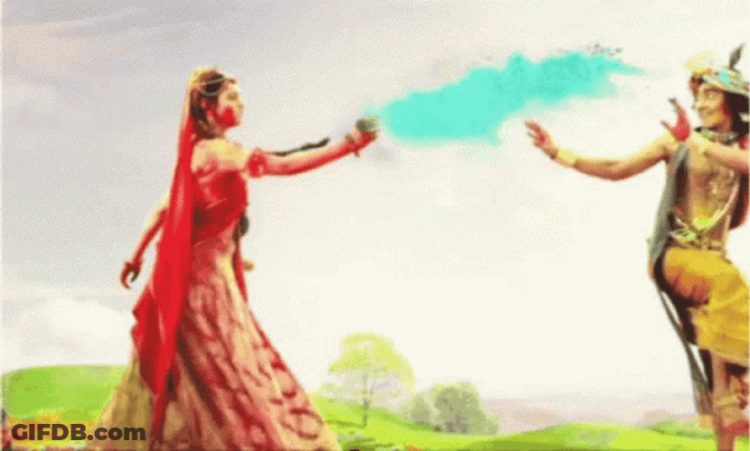Happy Holi Radha And Krishna GIF