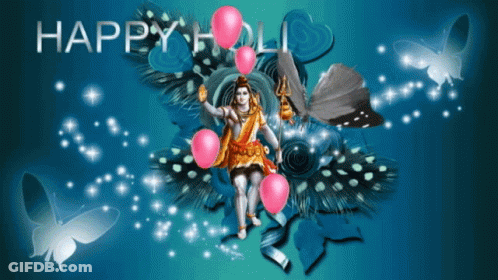 Happy Holi Shiva And Butterflies GIF