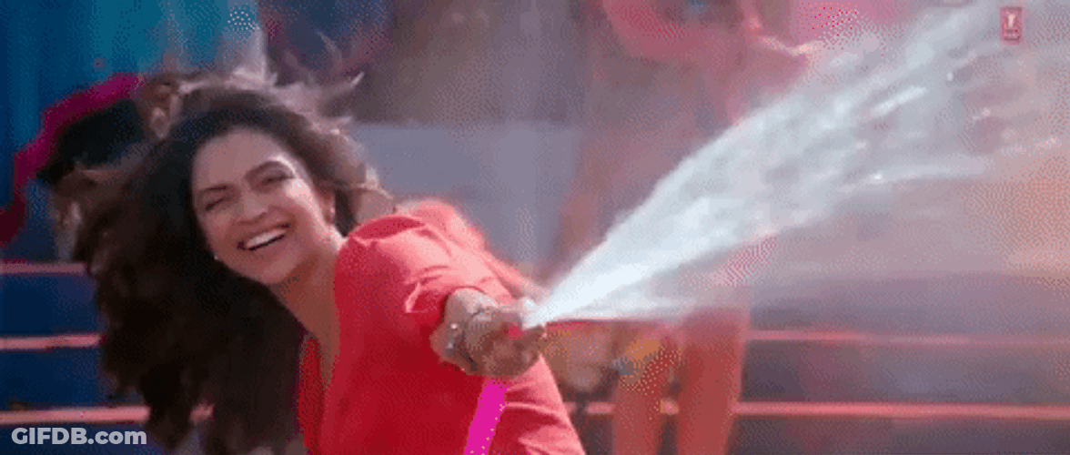 Happy Holi Woman Splashing Water GIF