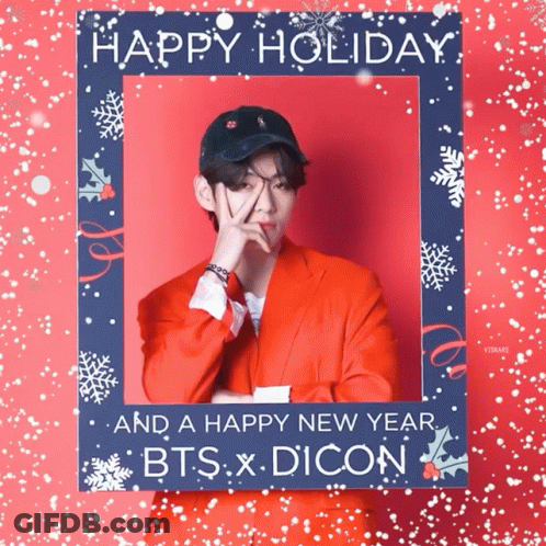 Happy Holiday And Happy New Year BTS X Dicon Picture Frame GIF