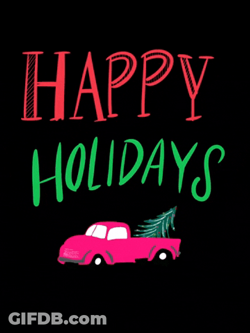 Happy Holiday Car Carrying Christmas Tree GIF