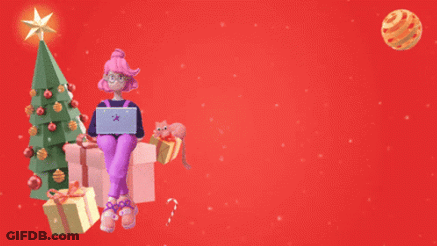Happy Holiday Girl Sill Working GIF