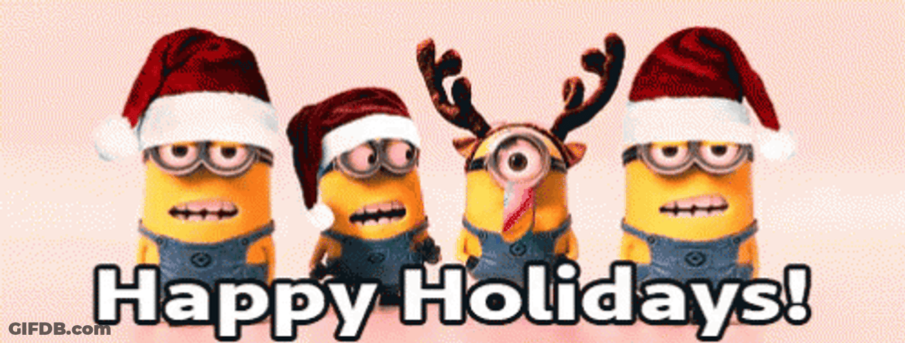 Happy Holiday Minions Singing GIF